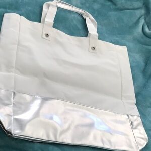 Elegant White and Silver Tote Bag